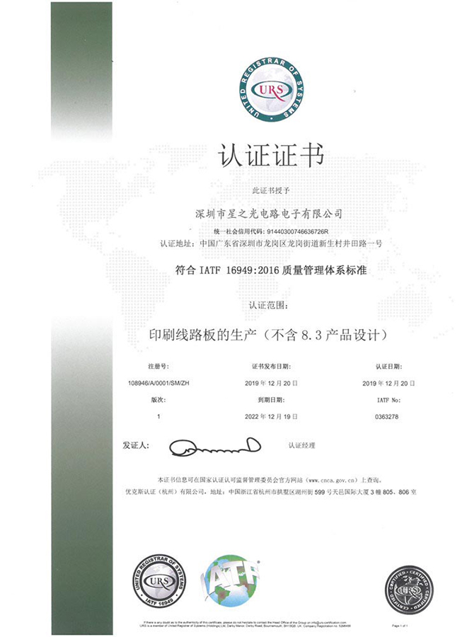 Certification certificate